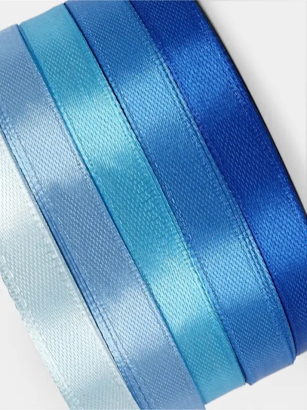 Атласная лента, набор 5 шт., 10 мм, 23&plusmn;1 м, синяя, голубая