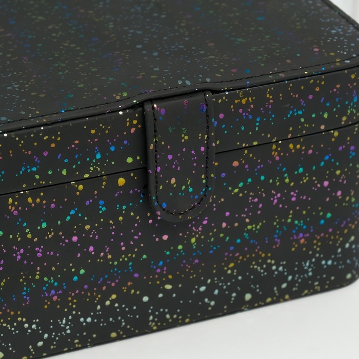 Шкатулка кожзам для украшений Шкатулка кожзам для украшений "Ночное небо" голография чёрная 14х18х10,5 см