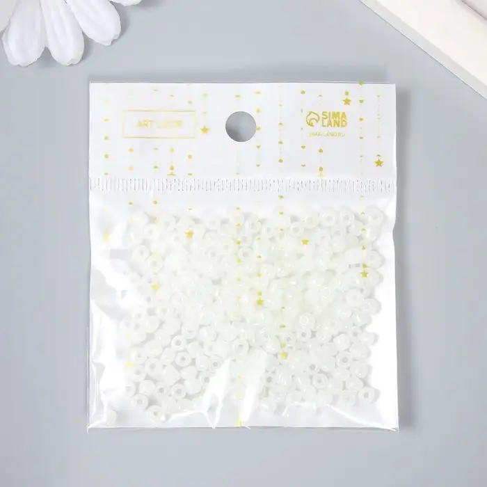 Бисер круглый 6/0  Бисер круглый 6/0 "Белый перламутр" 20 гр