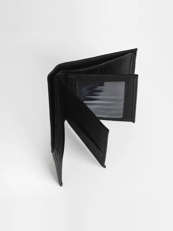 Портмоне мужское, без застёжки, 3 в 1, автодокументы, паспорт, чёрное