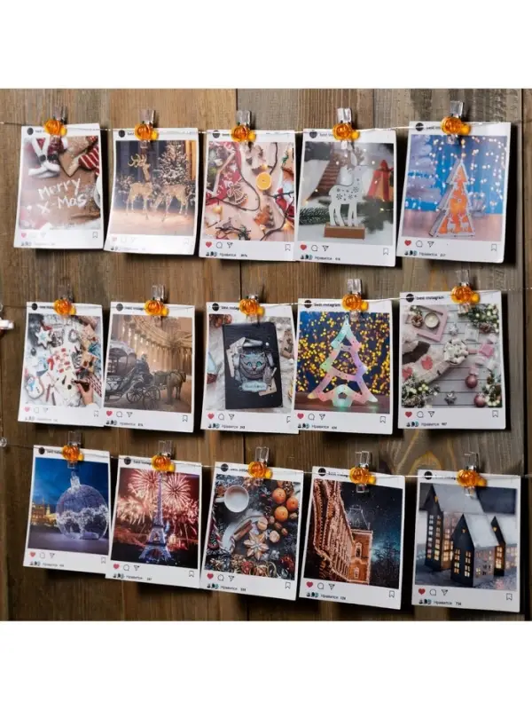 Гирлянда &laquo;Нить&raquo; 2 м, роса с насадками &laquo;Прищепки-тыквы&raquo;, IP20, серебристая нить, 20 LED, батарейки ААх2, свечение тёплое белое