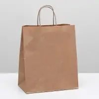 Пакет крафт без печати, круглая ручка 24&times;14&times;28 см