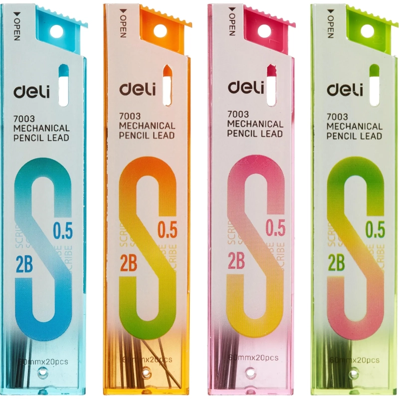Стержень микрографический Deli, 0,5 мм 2B, упаковка в ассортименте, 20 шт