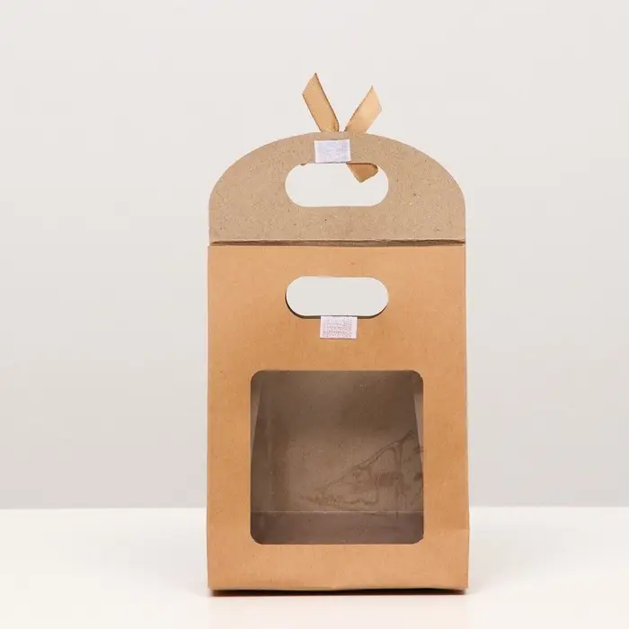 Коробка-пакет, крафтовая, с окном, 16 х 12 х 6 см Коробка-пакет, крафтовая, с окном, 16 х 12 х 6 см