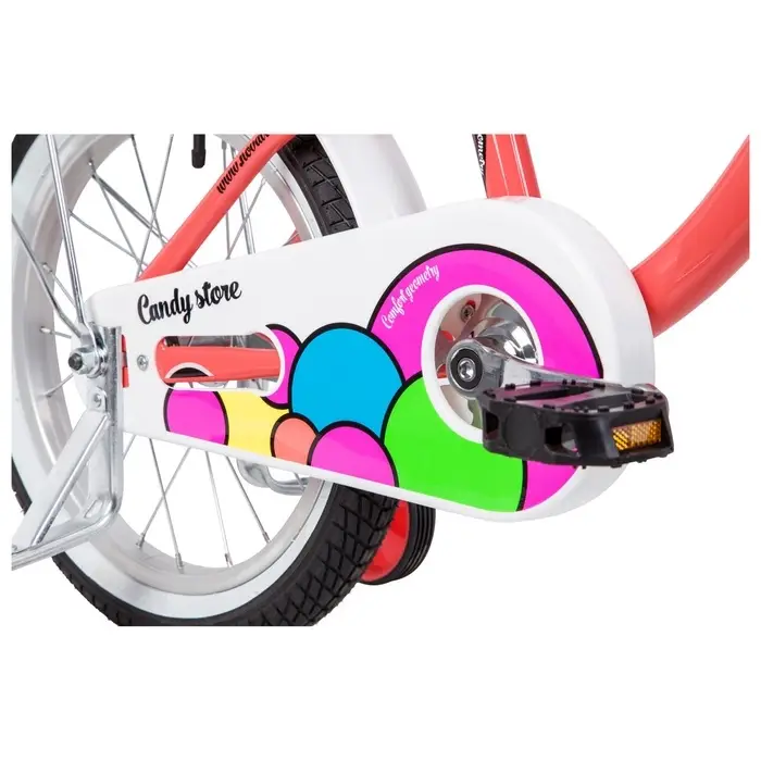 Велосипед детский Novatrack CANDY, диаметр колёс 16", со съёмными колёсами, с сумкой, коралловый