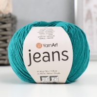 Пряжа "Jeans" 55% хлопок, 45% акрил 160м/50гр (63 павлиновый зеленый)