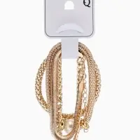 Браслет "Стиль" (набор 3шт) плетение, звенья, цвет белый в золоте