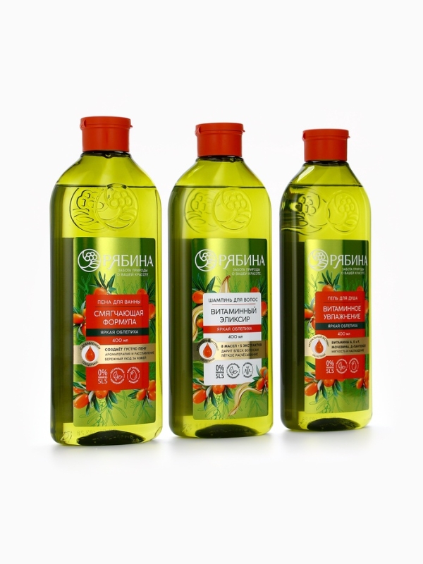 Гель для душа, витаминное увлажнение, аромат облепихи, 400 мл, Рябина Гель для душа, витаминное увлажнение, аромат облепихи, 400 мл, Рябина