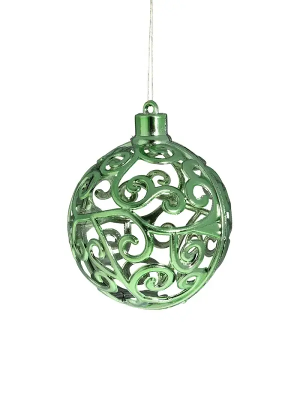 Ёлочные игрушки &laquo;Эстер&raquo;, снежинки, шары новогодние, набор 6 шт., d=8 см, зелёный