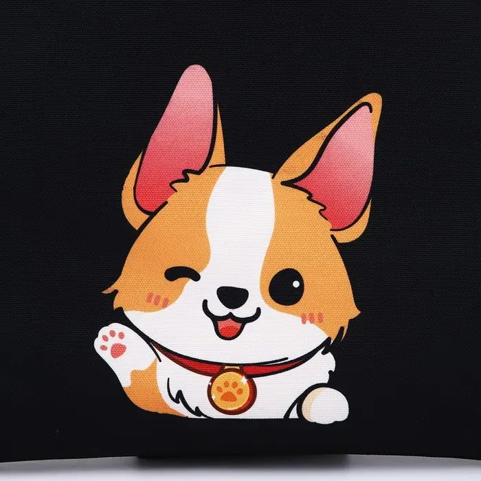 Шопер «Малыш корги», 35х0.5х40 см, отдел без молнии, без подклада, чёрный Шопер «Малыш корги», 35х0.5х40 см, отдел без молнии, без подклада, чёрный