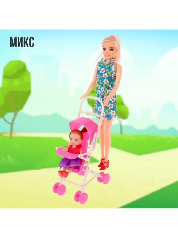Кукла-модель &laquo;Мама с дочкой&raquo; с коляской, МИКС