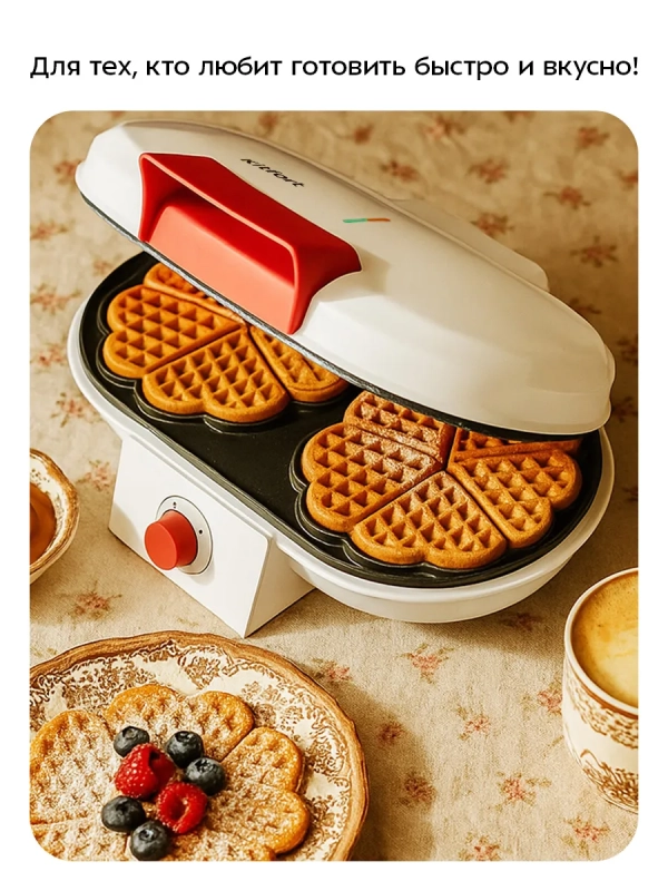 Вафельница электрическая для венских вафель КТ-4622 1200 Вт Вафельница электрическая для венских вафель КТ-4622 1200 Вт