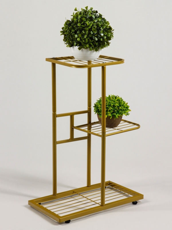 Подставка для цветов Greengo, 3 полки, 43 × 22 × 57 см, напольная, металл, цвет золотой Подставка для цветов Greengo, 3 полки, 43 × 22 × 57 см, напольная, металл, цвет золотой