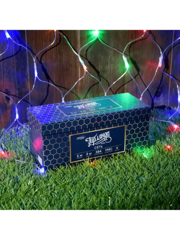 Гирлянда &laquo;Сеть&raquo; 2&times;3 м, IP44, УМС, прозрачная нить, 384 LED, свечение мульти, 220 В