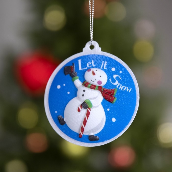 Световая подвеска «Снеговик» 8 см, батарейки LR44х3 (в комплекте), свечение мульти Световая подвеска «Снеговик» 8 см, батарейки LR44х3 (в комплекте), свечение мульти