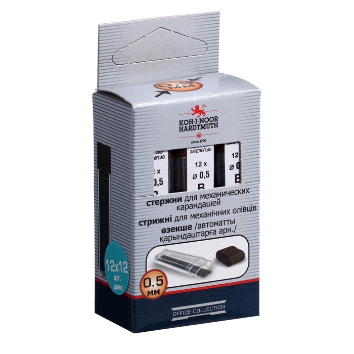 Грифели для механических карандашей 0.5 мм, Koh-I-Noor 4152 B, 12 штук, в футляре Грифели для механических карандашей 0.5 мм, Koh-I-Noor 4152 B, 12 штук, в футляре