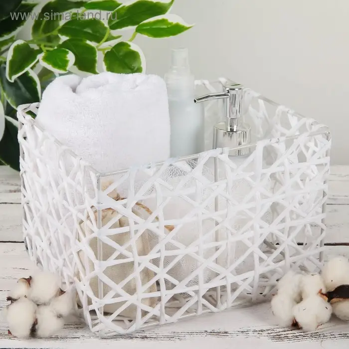 Корзина плетёная Доляна «Паутинка», 21×18×14 см, цвет белый Корзина плетёная Доляна «Паутинка», 21×18×14 см, цвет белый