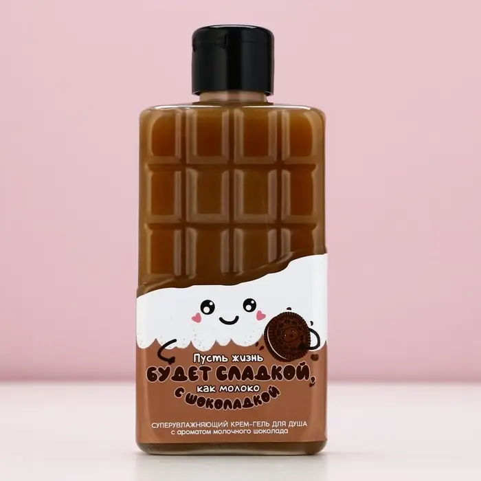 Гель для душа ЧИСТОЕ СЧАСТЬЕ «Жизнь будет сладкой», 300 мл, аромат шоколада, Новый Год