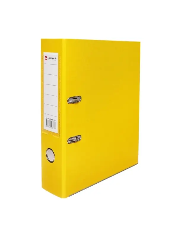 Папка-регистратор А4, 75 мм, ПВХ, тиснение &laquo;лен&raquo;, металлическая окантовка, карман на корешок, собранная, желтая