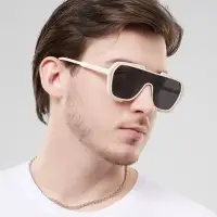 Очки солнцезащитные &laquo;OneSun. Маска&raquo;, uv 400, линза 4.5&times;5.8 см, белый, чёрный