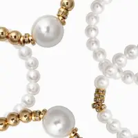 Браслет "Стильный жемчуг" (набор 5шт), №8/16, цвет белый в золоте