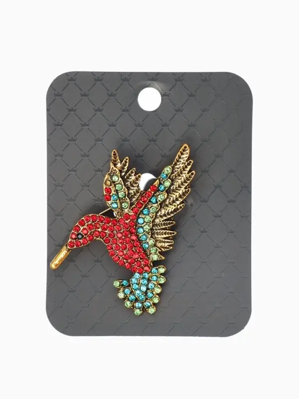 Брошь Брошь "Калибри", цветная в чернёном золоте