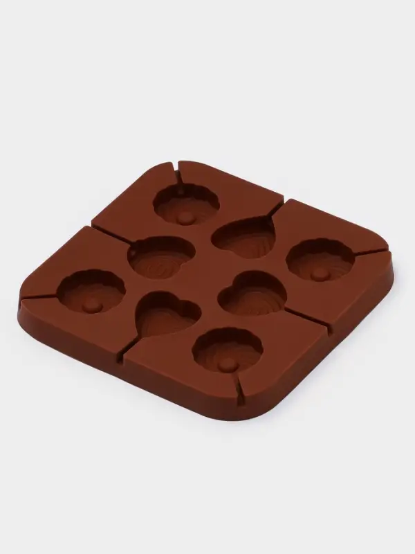 Форма для леденцов Доляна &laquo;Свидание&raquo;, силикон, 14.5&times;14.5&times;1.5 см, 8 ячеек (3.5&times;3.5 см), с палочками, коричневая