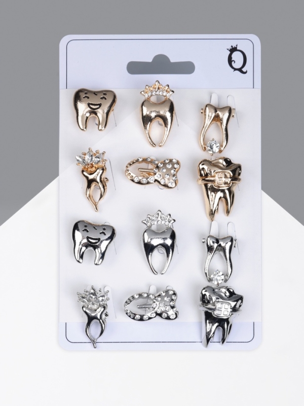 Брошь «Зуб», форма МИКС, цвет МИКС (неделимая фасовка 12 шт., цена за шт.)