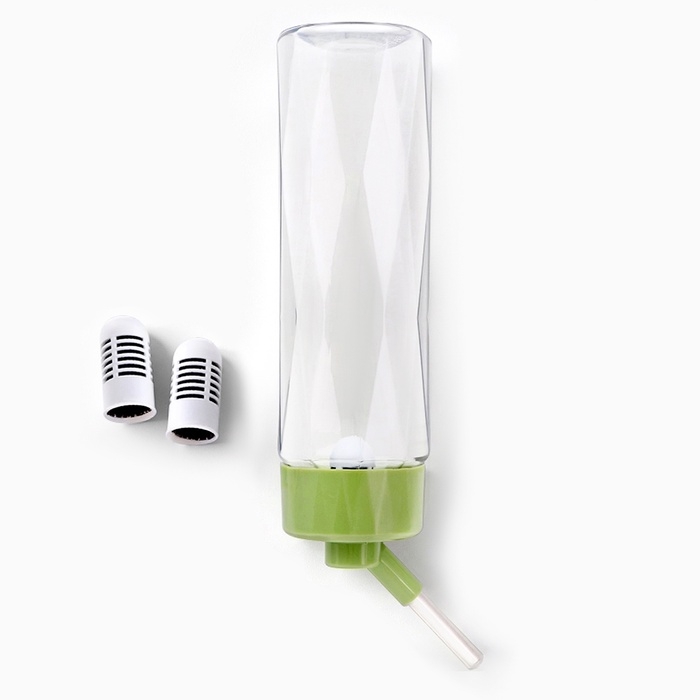 Поилка для животных, 750 мл, крепление-пружинка, и два сменных фильтра, зелёная Поилка для животных, 750 мл, крепление-пружинка, и два сменных фильтра, зелёная