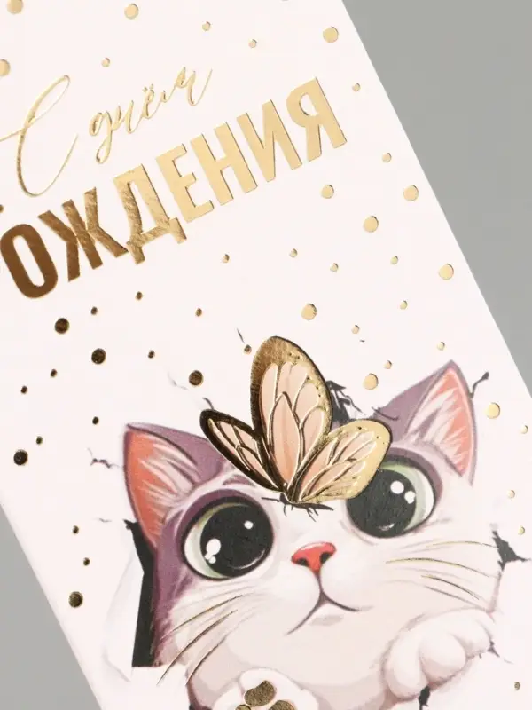 Конверт для денег &laquo;Котик&raquo;, тиснение, 16.5&times;8 см