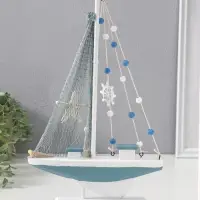 Сувенир дерево "Парусник с якорем и морской звездой" бело-голубой 21,5х4,5х36 см