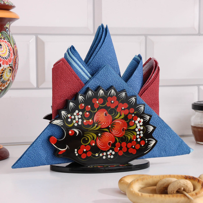 Салфетница «Ежик», 13х10 см, хохлома Салфетница «Ежик», 13х10 см, хохлома