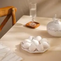Подставка для яиц SL Home &laquo;Пасхальные кролики&raquo;, 19&times;9 см, 8 ячеек, доломит, белая