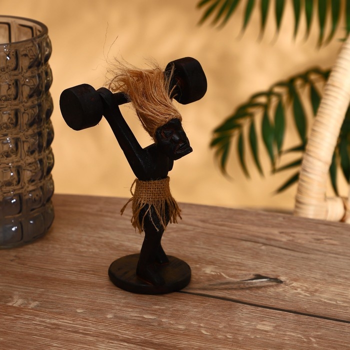 Сувенир «Абориген-штангист», 14×9×20 см, дерево Сувенир «Абориген-штангист», 14×9×20 см, дерево