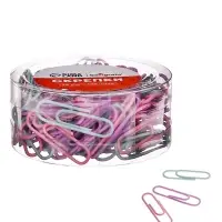 Скрепки 28 мм пастель в пластиковой тубе 100 штук