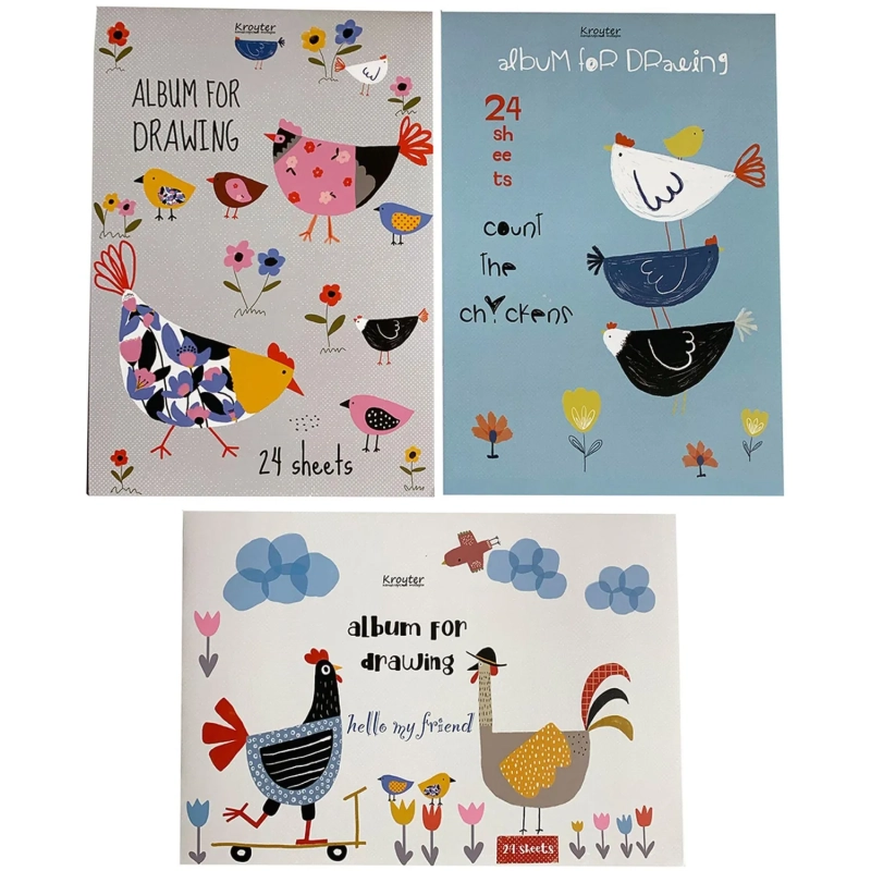 Альбом для рисования Kroyter А4 24л скл,бл.100г, Аnimals,диз.в асс.64607