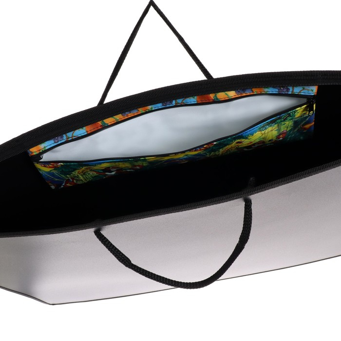 Папка для чертежей и рисунков А2, 650 х 480 х 50 мм, с ручками, пластиковая, молния сверху, Оникс, ПР 2-8, 0.9 мм, карман, "Чёрный"