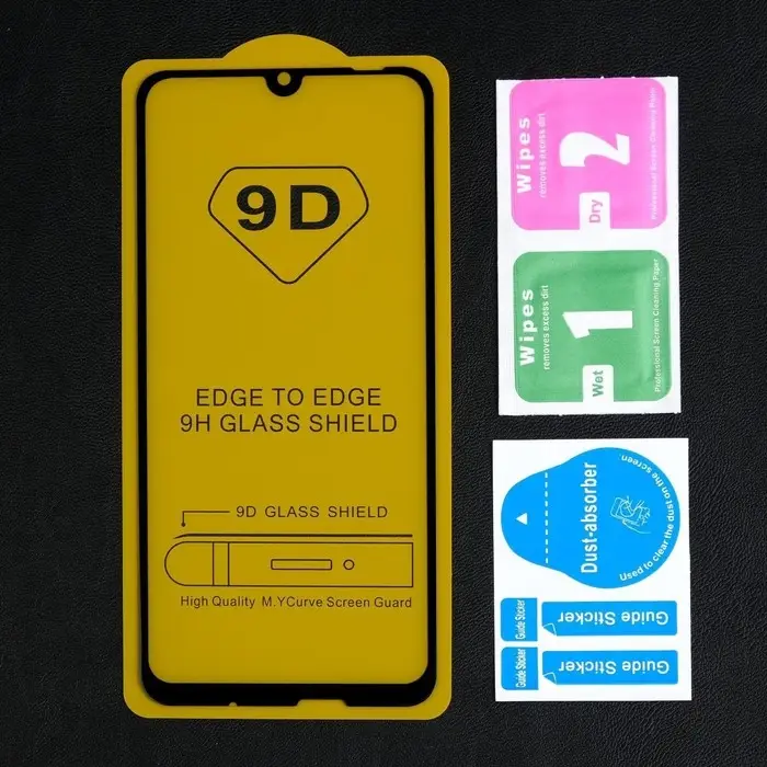 Защитное стекло 9D LuazON для Honor 10i, полный клей, 0.33 мм, 9Н, черное