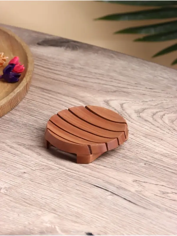 Мыльница, 10&times;10&times;2 см, дерево джати, коричневая