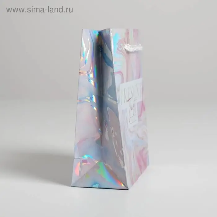 Пакет подарочный голографический, упаковка, «Present», 12 х 15 х 5.5 см
