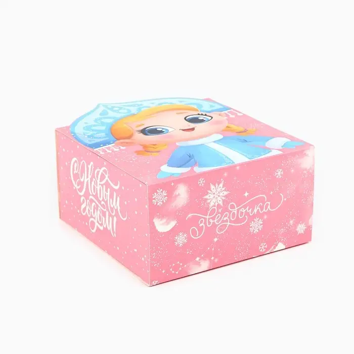 Подарочная коробка новогодняя складная «Снегурочка», 15 х 15 х 8 см, Новый год Подарочная коробка новогодняя складная «Снегурочка», 15 х 15 х 8 см, Новый год