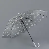 Зонт - трость детский &laquo;Ромашка&raquo;, полуавтоматический, 8 спиц, R=45/55 см, d=90 см, прозрачный
