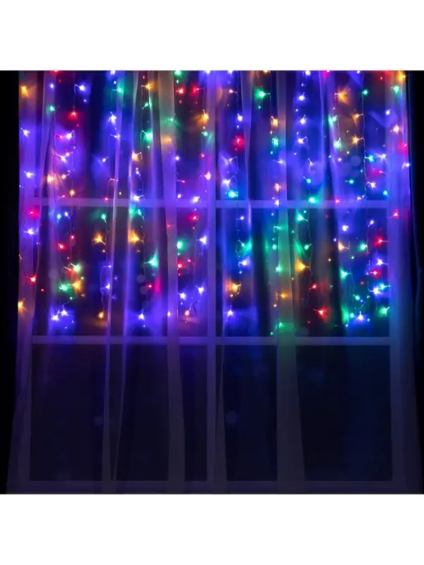 Гирлянда &laquo;Занавес&raquo; 1.5&times;1 м, IP20, прозрачная нить, 180 LED, свечение мульти, 8 режимов, 220 В