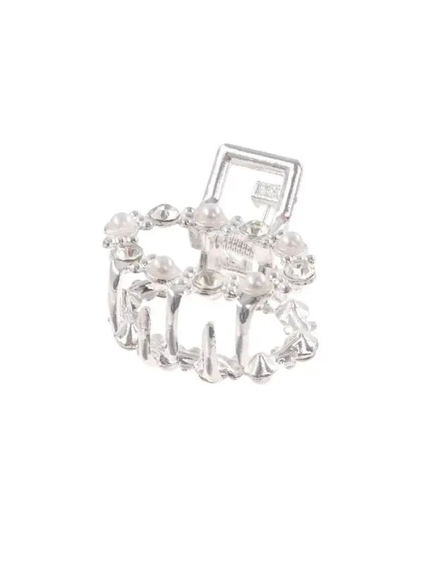 Крабик для волос &laquo;Мелани&raquo;, овал, 2.5 см, серебристо-белый