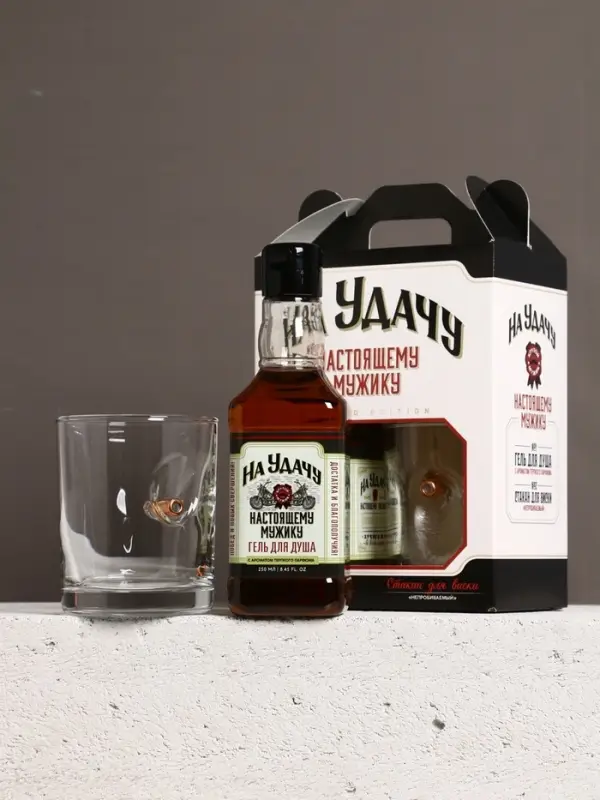 Набор Набор "На удачу", гель для душа виски и стакан с пулей