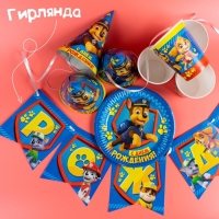 Набор бумажной посуды, на 6 персон "С днем рождения!", Щенячий патруль
