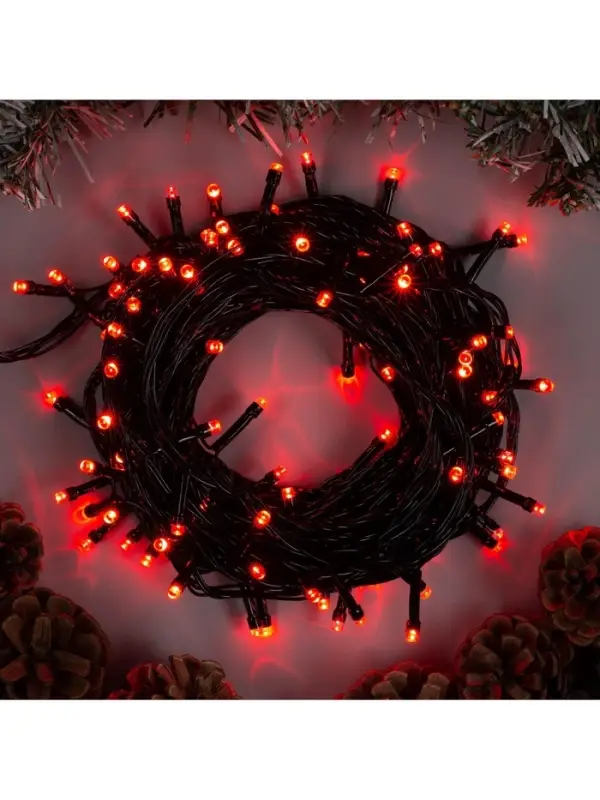 Гирлянда &laquo;Нить&raquo; 10 м, IP20, тёмная нить, 100 LED, 8 режимов, 220 В, свечение красное
