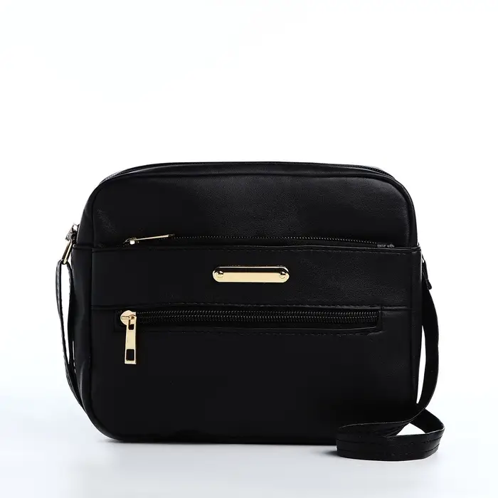 Сумка женская кросс-боди на молнии, 21&times;7.5&times;17 см, чёрная
