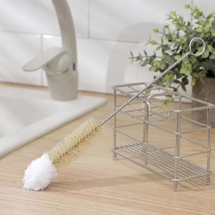 Ёрш для посуды с микрофиброй Доляна, 26×2 см, натуральная щетина Ёрш для посуды с микрофиброй Доляна, 26×2 см, натуральная щетина