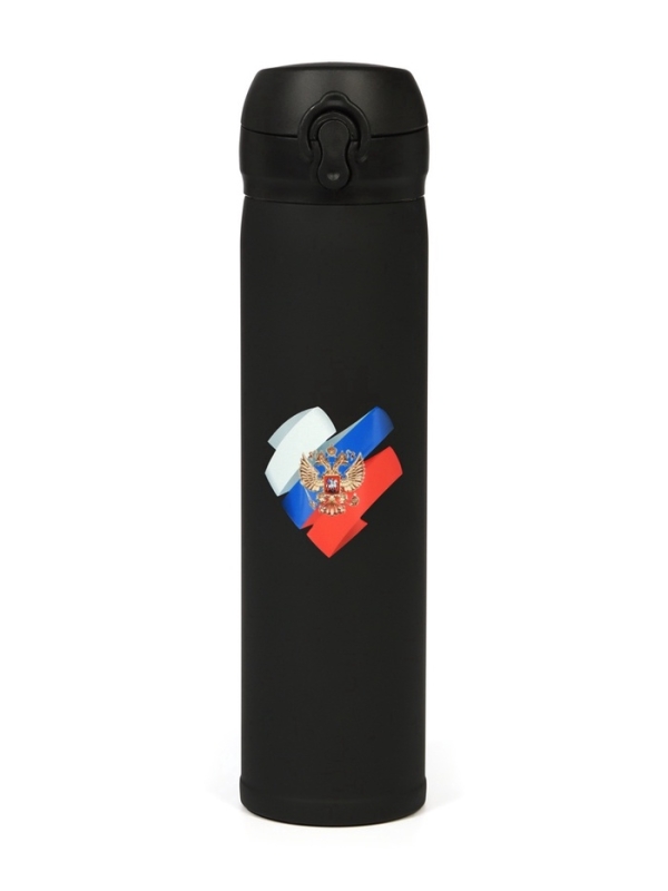 Термос «Мастер К. Герб, флаг РФ», 500 мл, чёрный